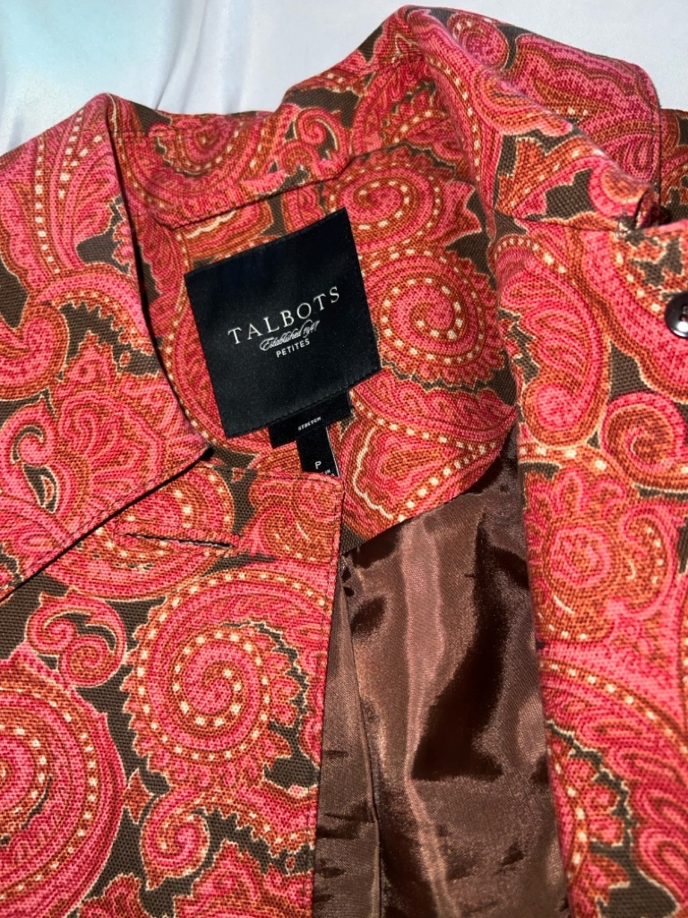 Talbots Red Paisley-Print Peacoat - Picture 7 of 12